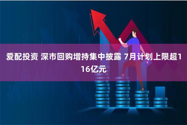 爱配投资 深市回购增持集中披露 7月计划上限超116亿元